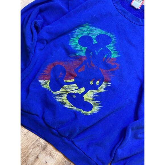 Vintage 90s Walt Disney Mickey Mouse Neon Sweatshirt L/XL - Picture 3 of 7